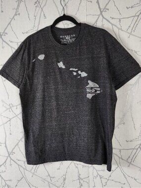 Honolua Gray Cotton Blend Hawaiian Islands Print Crewneck T-Shirt